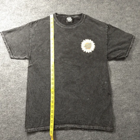 SANTA CRUZ Skateboards Sunflower Dot Black Acid Washed Graphic Tee Womens Size M - Picture 5 of 10